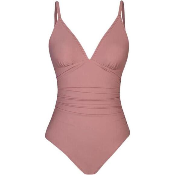 NWT Cupshe Solid Shirring One-Piece Swimsuit - Size Medium - Picture 1 of 1